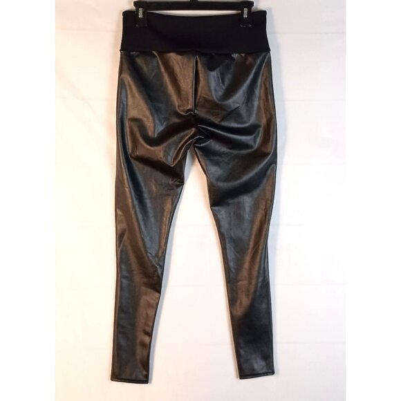 Assets by Spanx Black Faux Leather Ankle Leggings High Waist L - Picture 4 of 6
